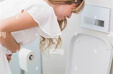 woman toilet vomit sickness stomach into vomiting alamy women stock
