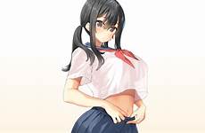 wallhaven anime boobs big girls school huge breasts schoolgirl cc belly wallpaper bra ecchi background uniform body white code site