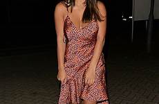 kayleigh leopard morris ex busty display dress beach star print she puts silk tight revealing hotspot frock sensational printed celebrity