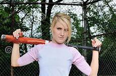 softball player female young stunning blonde cute baseball bat over preview