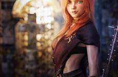 fantasy redhead girl green eyed deviantart shibashake female 3d digital deviant