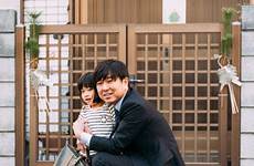 japanese daughter father family life stock