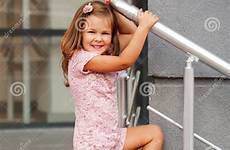 stairs girl little posing stock preview dreamstime