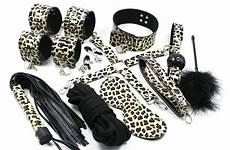 sex toy couple bondage leopard kit pcs toys print games adult whip mouth gag rope cuffs set collar flirt wrist