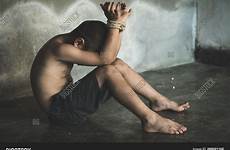 tied boy hands victim abused stock kidnapped