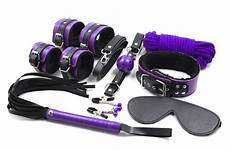 nipple wrist cuffs set sex blindfold gag rope clamps whip collar fetish toys lot game