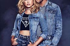 guess campaign jeans hailey baldwin anniversary denim spring summer 35th models stefano sala model fashion photoshoot modelos ad skin couples