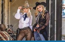 blonde cowgirls west dressed models two enjoys lovely american enjoying gorgeous