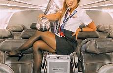 cabin outfits rock pants girls beauty flight crew attendant stewardess sexy legs hottest uniforms nylons