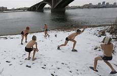 swim winter club swimming russian ice cold water kids snowball swimmers members siberia cbc icy rivers crave dip naymushin fights