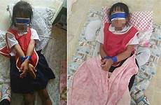 bound school girls blindfolded thai teachers