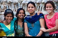 indian girls four temple fun having alamy shopping cart