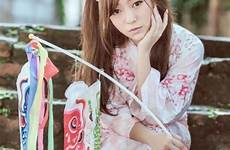 kimono japanese girls barefoot yukata japan choose board asian woody brian pose