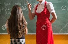 punishment school student female severe attitude looking techer her detention chalkboard preview stock