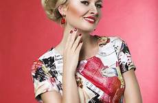 pinup girl dress naked smiling woman fashion red stock dreamstime