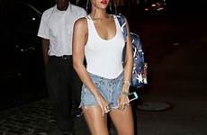 rihanna braless thighs candids through shorts normal outfits now legs links estilo york short other style visit nude street look