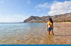 spanish woman sexy beach tenerife stock