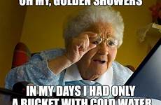 grandma bathroom looking imgflip meme golden showers funny memes