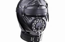 bondage mask mouth hood open leather headgear sex gag fetish head aliexpress harness slave plug sexy