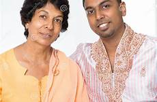 indian son mother family mature portrait stock