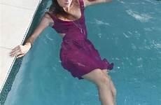 wetlook wet dress pool glamour dresses water fun rachel models look splash swimming clothes girls girl hairstyles hair long swim