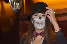 scantily clad girls street dressed revellers halloween two article scary snapped wearing hat while another make who top