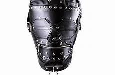 head sex mask bdsm adult bondage leather toys male open restraint hood belt zipper fetish toy restraints styles games emphasis