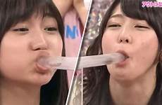 japan akbingo girls show throat tv blow down two tube blowing express life