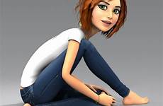 cartoon 3d young girl character woman model rigged angie toon characters girls models max 3ds techie hq off