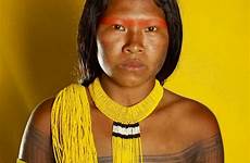 native people tribal women brazil kayapo woman body south amazonas tribe american tribes america girls portrait young belleza natives amazon