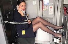 flight attendants compromising cute attendant positions crew legs pantyhose fly airline beautiful nylons lufthansa skirt air hostess sexy cabin stewardessen