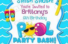 pool invitation party swimming swim invitations birthday card printable beach customized uprint don