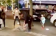 wife cheating chinese man video shocking girl street her china crying his their mother beats gets young hit while child