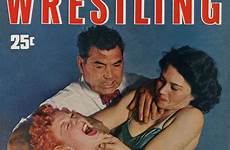 wrestlers wrestler catfight magazines pulp rockets mystery weirdvintage cover grappling official