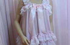 sissy negligee chiffon sheer pink doll baby dress mens etsy nightie
