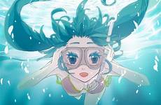 anime miku wallpaper hatsune bikini underwater snorkel vocaloid swimsuit water swimsuits goggles girl full konachan background board glasses big pool