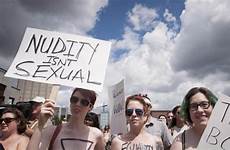 topless protest women canada bare rally ontario waterloo public shirtless go right urges rights support womens ont men source alysha