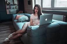 women fishnet couch stockings shorts laptop wallpaper sneakers wolf sitting anna shirt lipstick jean red wallhere
