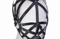 head hood bdsm bondage sex slave restraints harness couples belt mask fetish toys leather