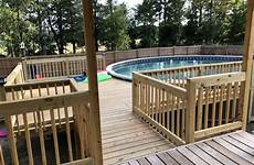 pool deck decks pools ground above off porch round existing swimming built backyard diy