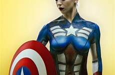 body paint cosplay superhero girls costumes girl captain america choose board comic marvel dc video amazing