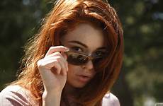 sabrina lynn model women outdoors sunglasses viewer zishy redhead tops looking pink wallpaper shades ban mouth ray open roles california