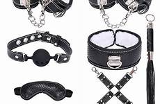 toy sex cuffs 8pcs velvet handcuffs collar restraint ankle whip gag pu bondage fetish erotic leather