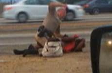 woman cop police punching punched video la story freeway usatoday