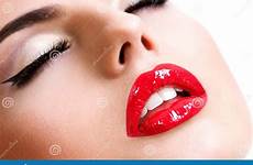 lipstick red lips beautiful female closeup bright woman face stock preview