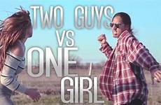 girl guys two men vs fight scene