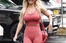 christine mcguinness workout gym tight cheshire tights gear her slips outside coral toned figure sexy leaves she into hit story