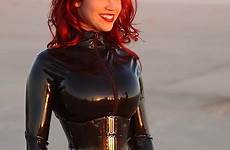 latex beauchamp bianca catsuit corset sexy redhead rubber women rousse femmes costume babe leather bikini tight choose board beauty flickr