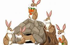 rabbits group scene vector clipart vecteezy