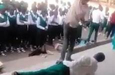 teacher school flogging nigerian children his punishment public front their lashing merciless shows seen man flagellation class forced schoolyard blows